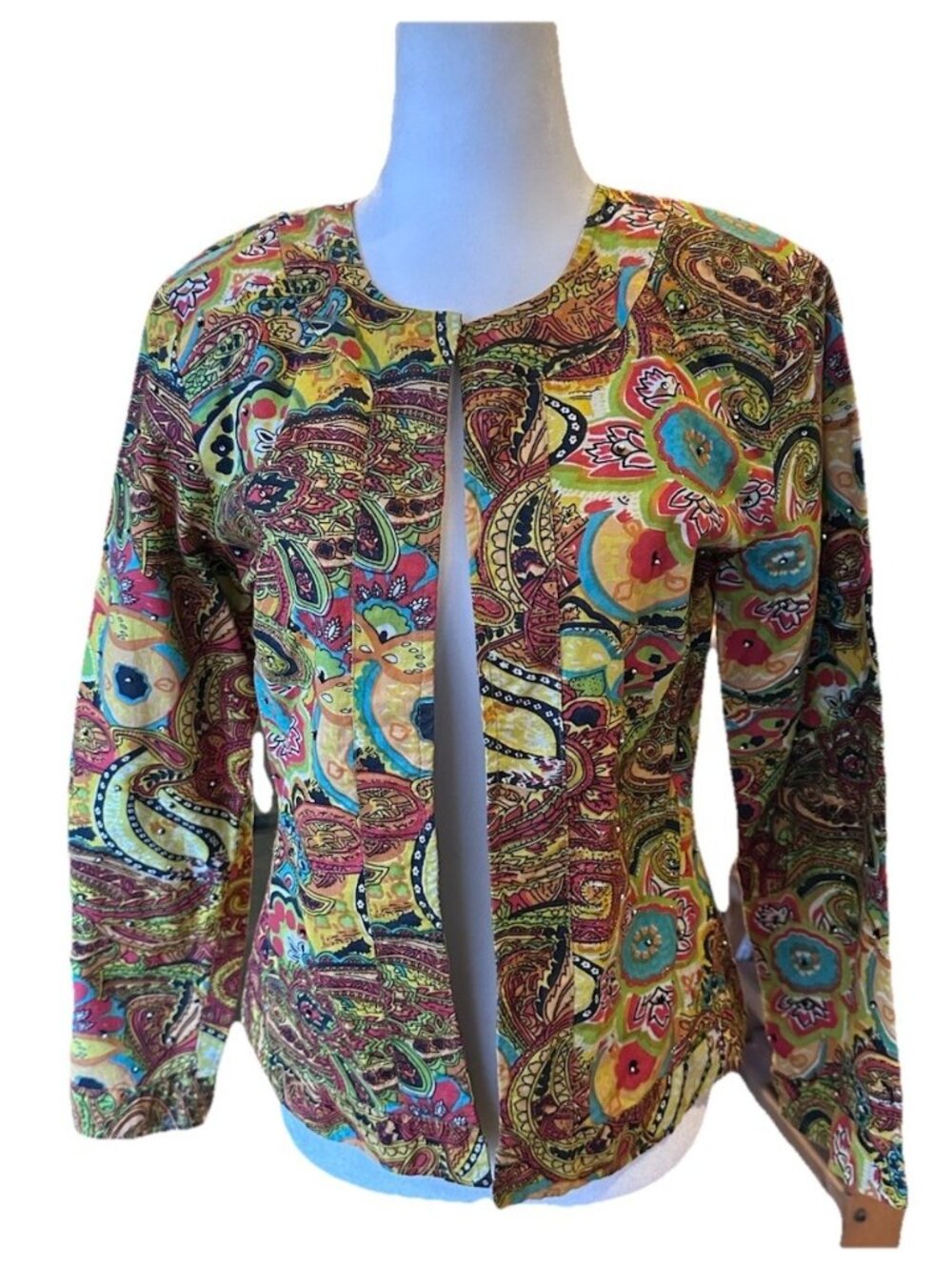 Vintage Alex Kim Bolero Jacket Colorful Sequin Details Size Small